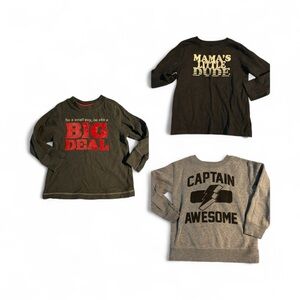 Kids Long Sleeve Tees - Black and Gray with Graphic Prints